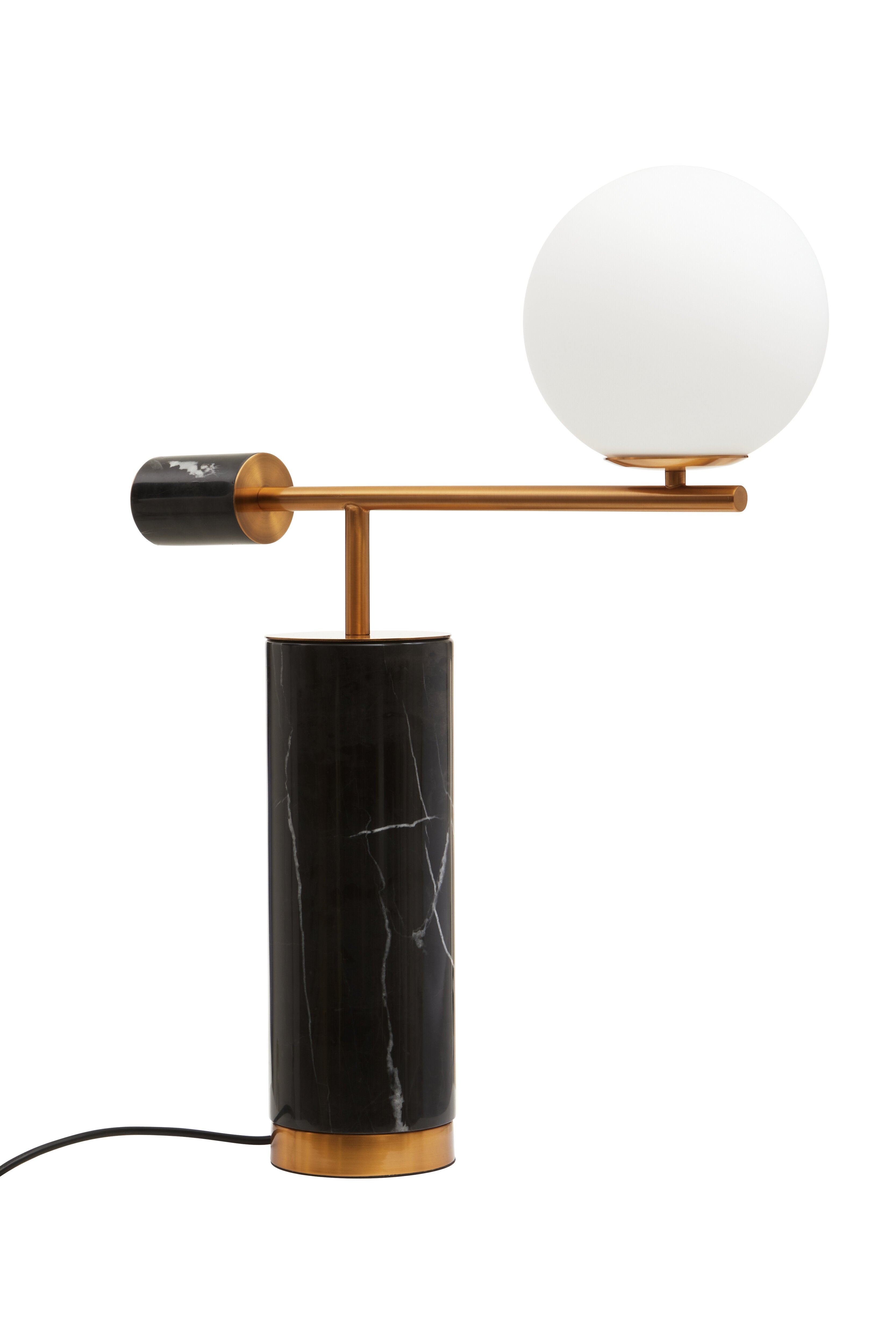 Borello Black Marble & White Glass Orb Table Lamp